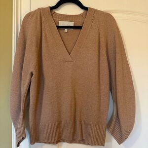 Brochu Walker Dusty Rose Carmel V-Neck Sweater